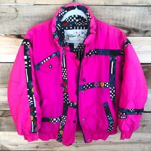 Vintage Winter Jacket, Retro Puffer Ski Snow Coat